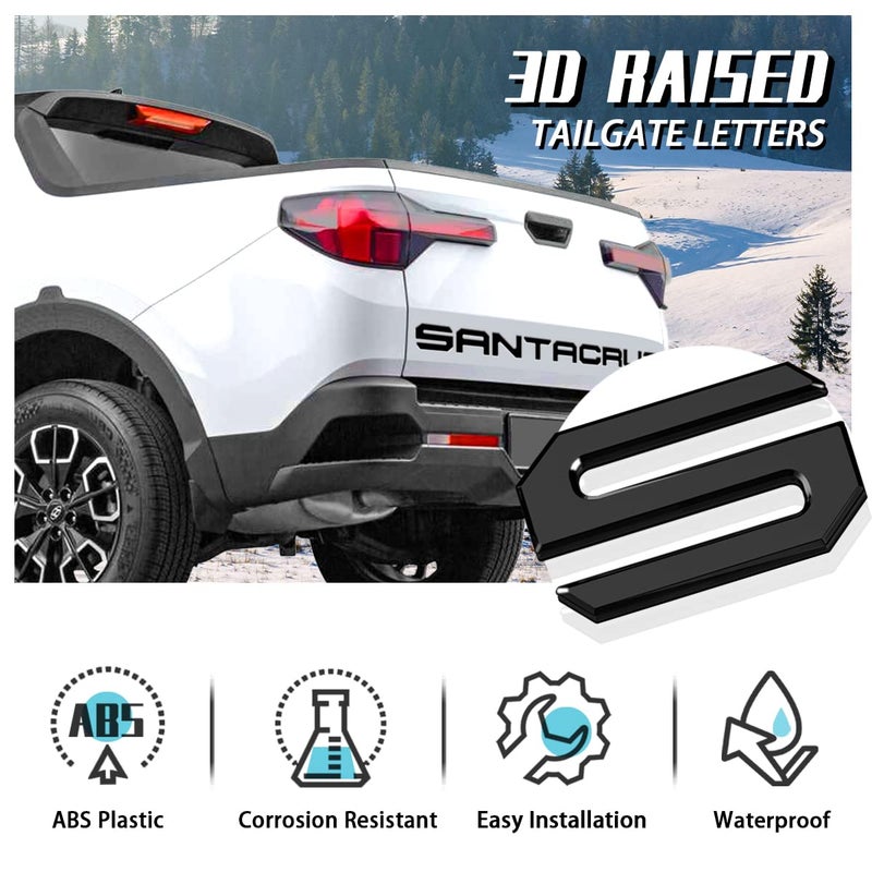 HMHN Tailgate Inserts Letters Compatible for 2022 2023 2024 Santa Cruz 3D Raised & Strong Adhesive Decals Letters Rear Emblem Decal Sticker Compatible for Santa Cruz Accessories-Gloss Black - Image 5